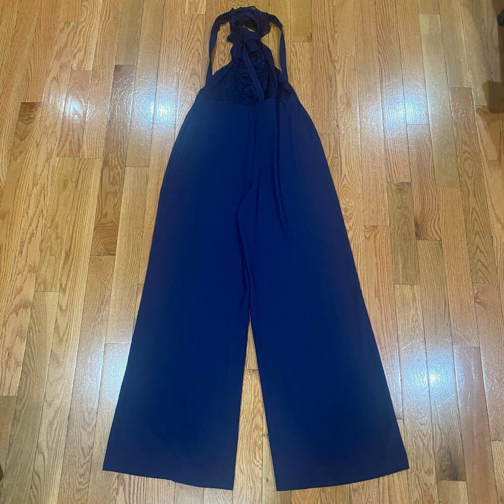 ASOS Blue Wide Leg Halter Neck Sleeveless Jumpsuit Women's Size 12/L